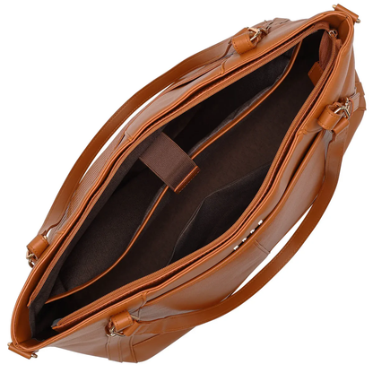 ELLE Leisure Luxe 33L Vegan Leather Weekender Tote Bag Brown