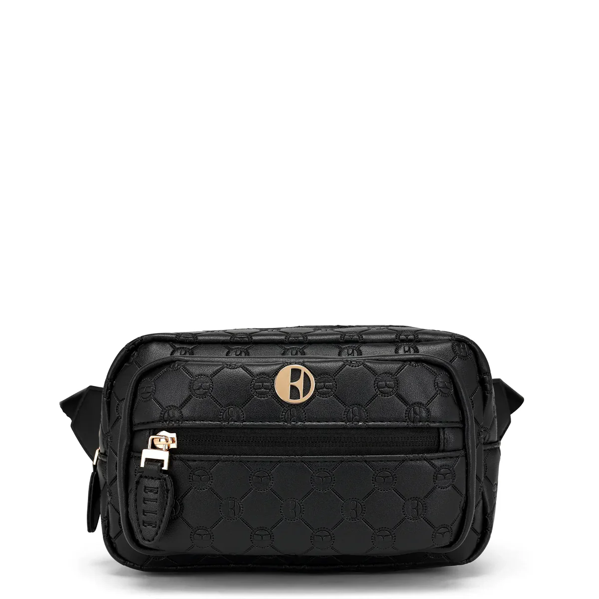 ELLE Eleganza 1.6L Vegan Leather Monogram Crossbody Bag Black