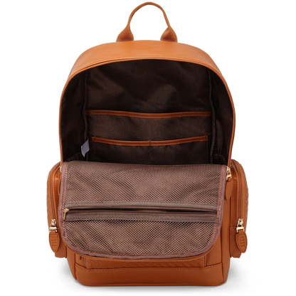 ELLE Leisure Luxe 27L Vegan Leather Backpack Brown